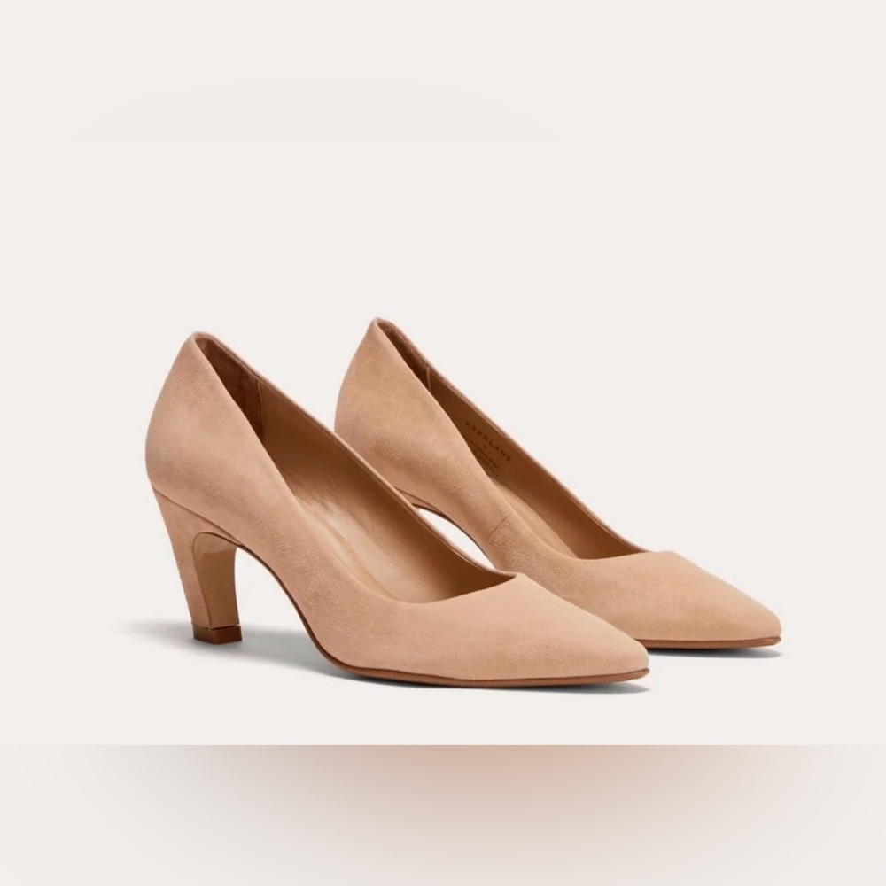 Everlane Beige Suede Heels The banana 3” heel leather NWOB size 7.5 - Picture 2 of 13